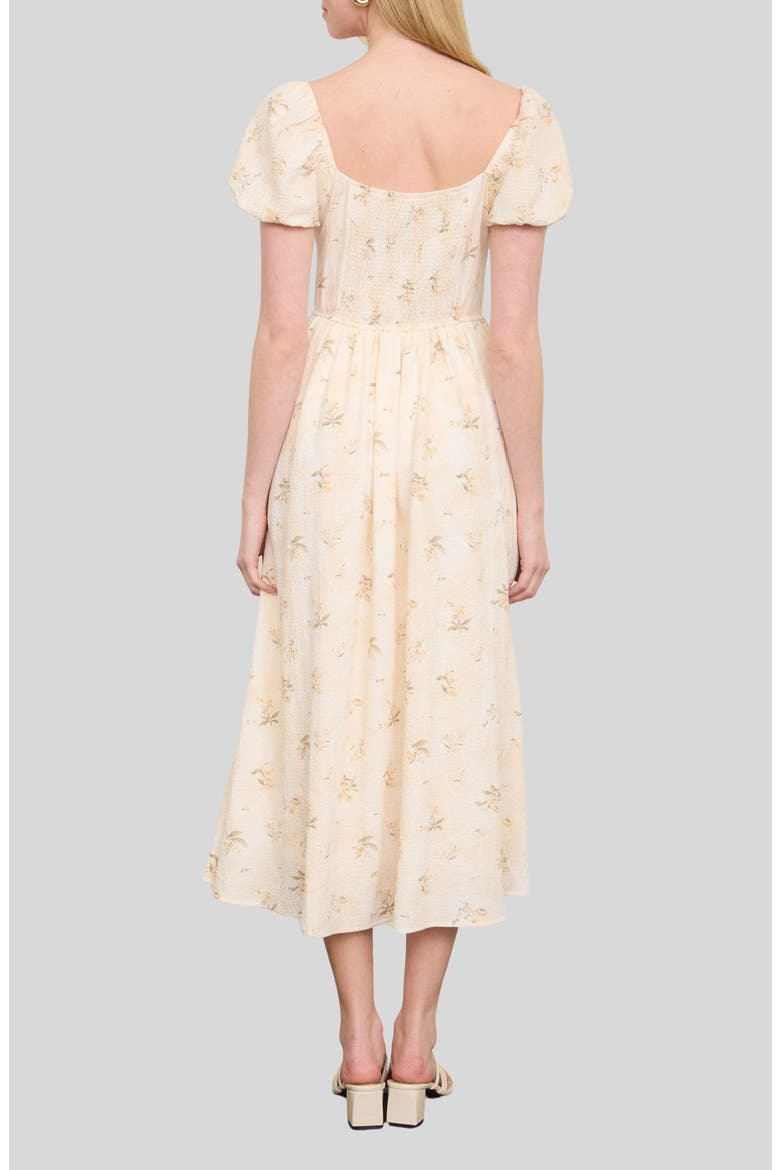 Floral Corset Midi Dress, Alternate, color, LIGHT KHAKI MULTI
