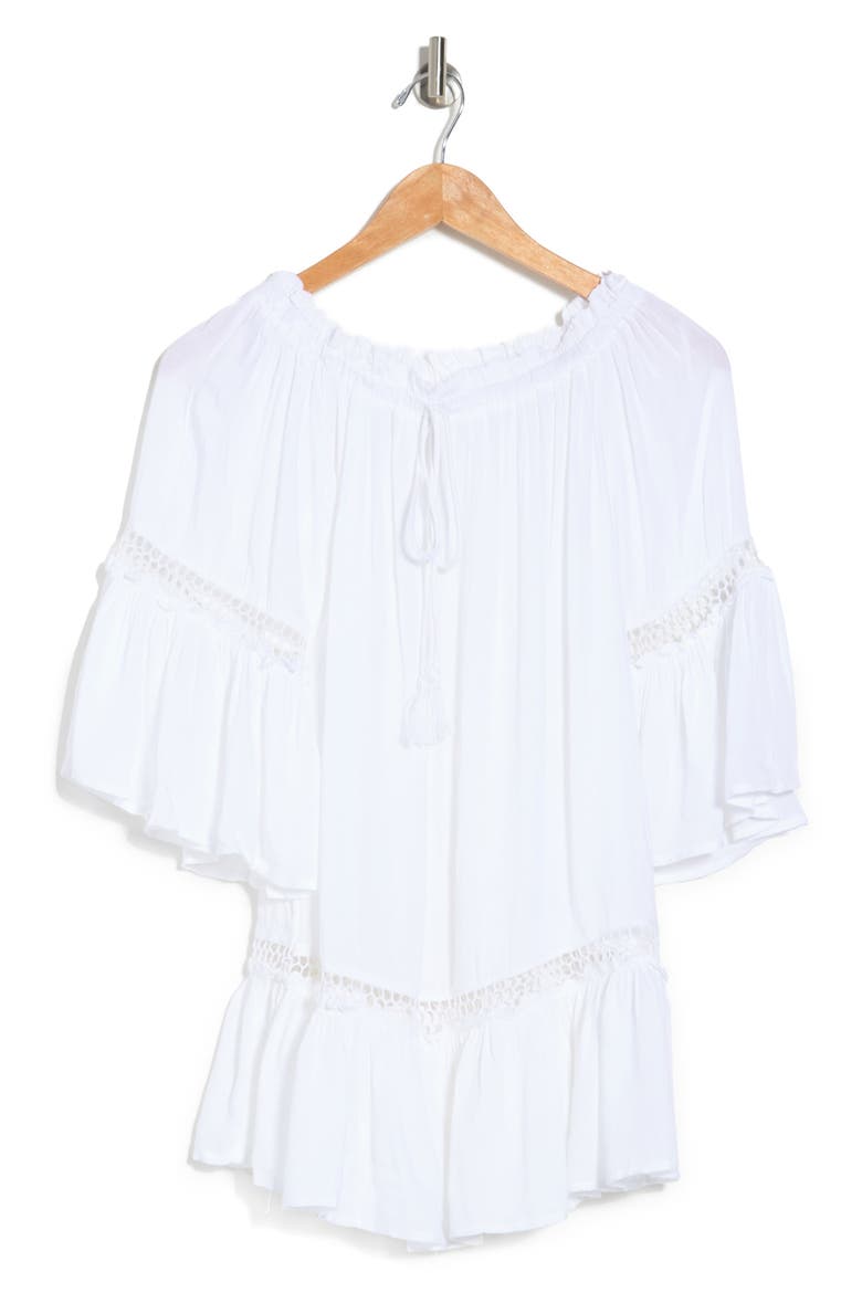 Ladder Cutout 3/4 Sleeve Dress, Alternate, color, WHITE
