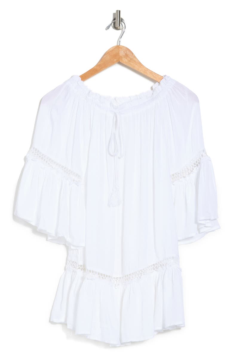 BOHO ME Ladder Cutout 3/4 Sleeve Dress, Alternate, color, White