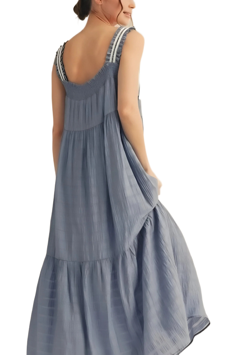 Knit and Lounge Smocked Tie Strap Maxi Dress, Alternate, color, Light Blue