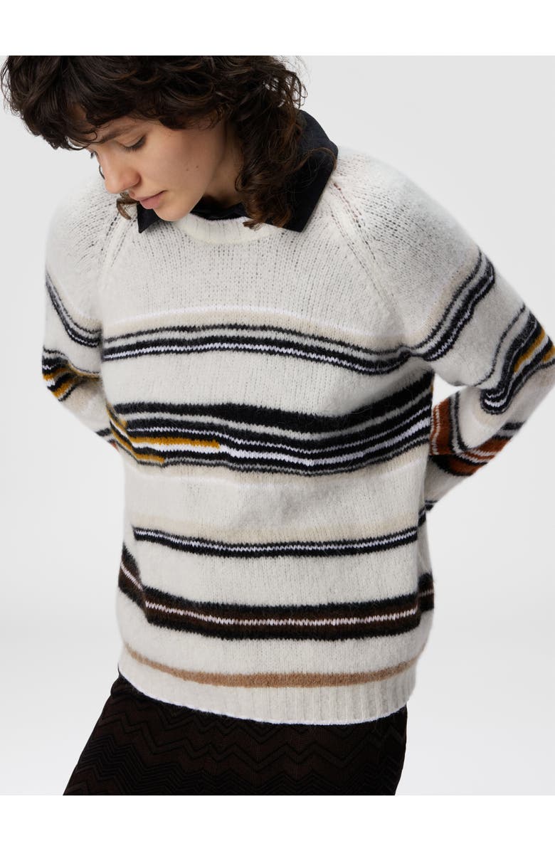 Missoni Crew Neck Striped Sweater In Wool, Mohair And Alpaca, Alternate, color, Multicoloured