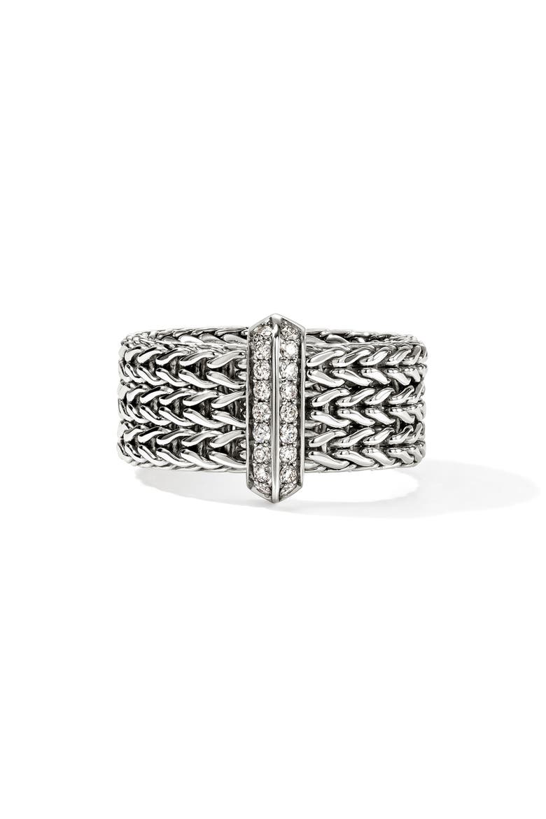 Icon Link Ring with Diamonds, Main, color, SILVER