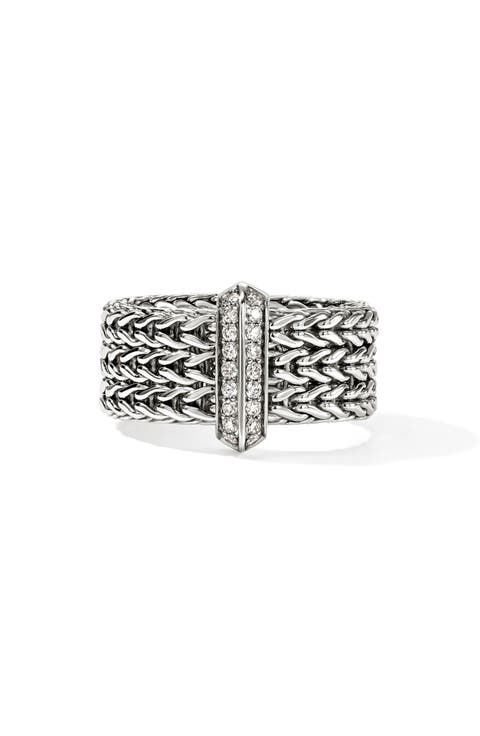 Icon Link Ring with Diamonds