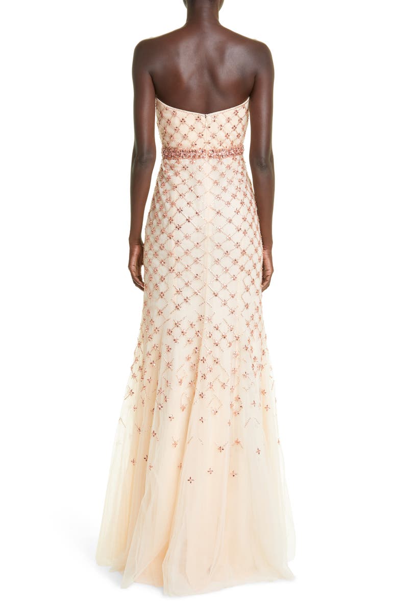 Carolina Herrera Crystal Lattice Strapless Tulle Gown, Alternate, color, 
