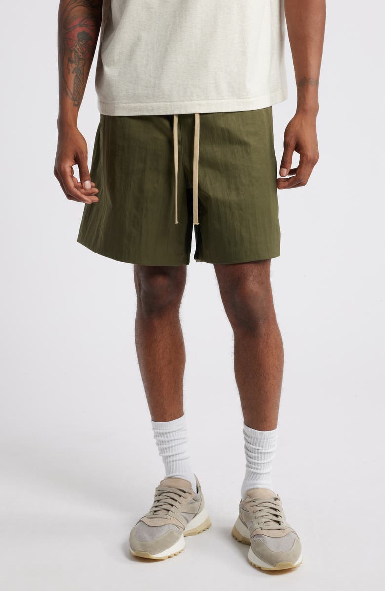 Fear of God Essentials Gender Inclusive Textured Nylon Soccer Shorts, Main, color, 