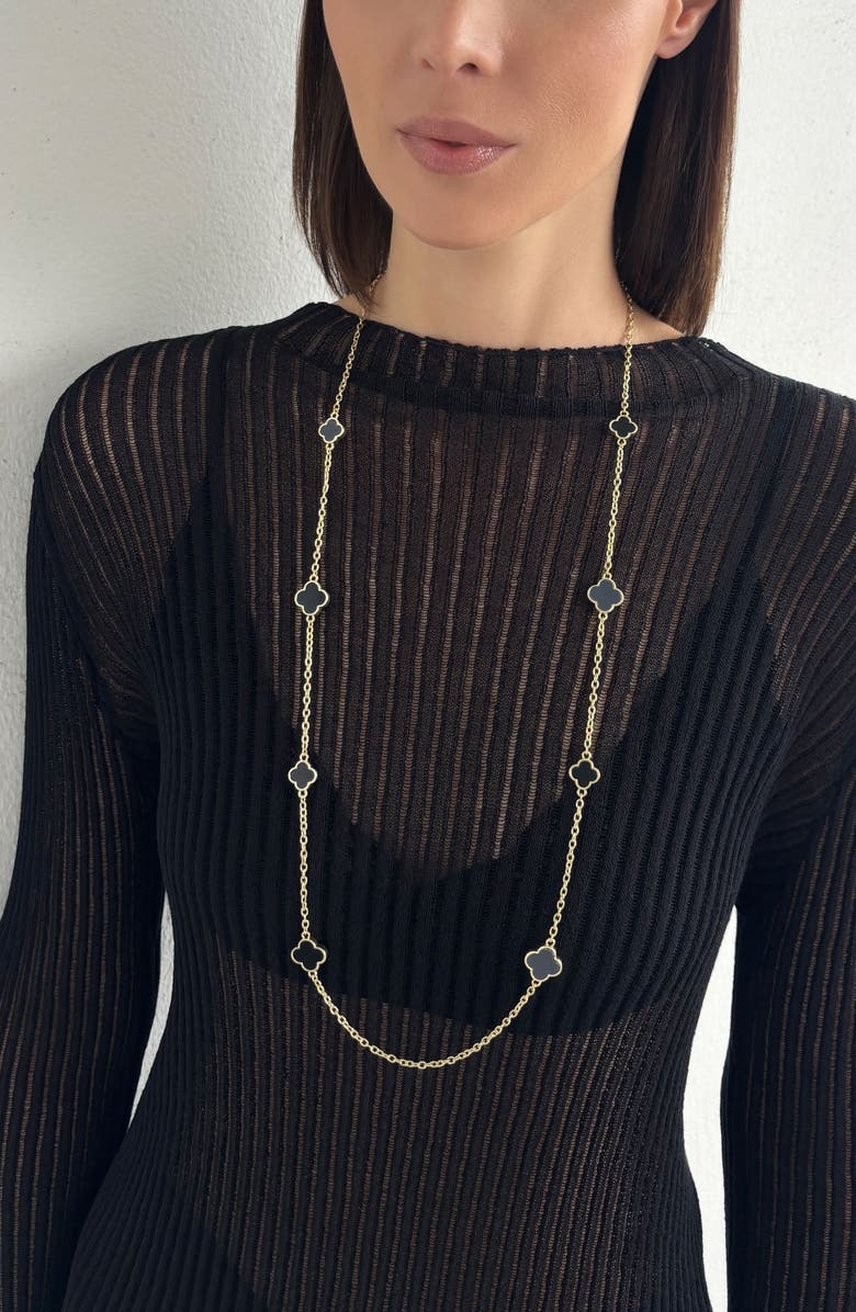 Adornia Clover Drop Earrings & Station Necklace Set, Alternate, color, Gold