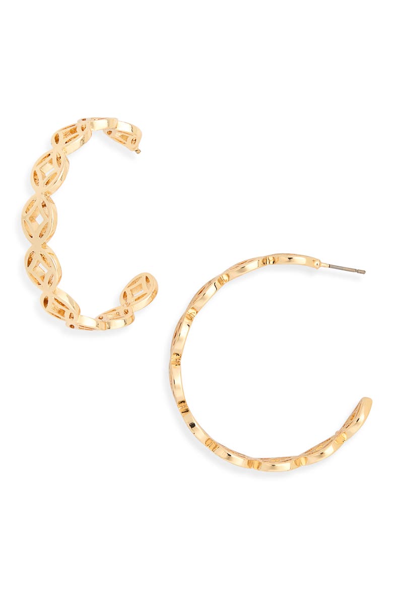 Cutout Hoop Earrings, Main, color, GOLD