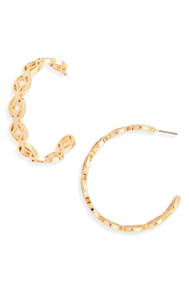 Anne Klein Cutout Hoop Earrings, Main, color, Gold