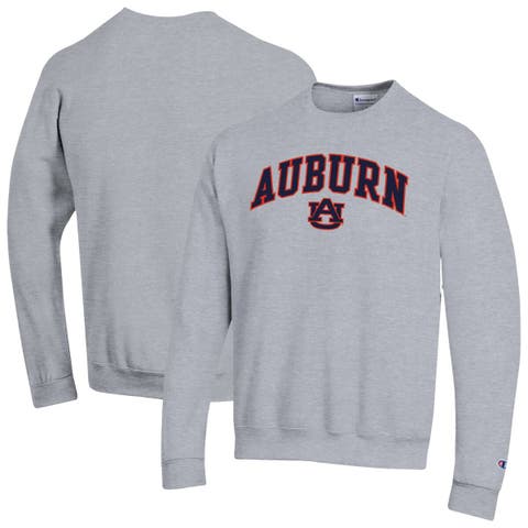 Men's Champion  Heather Gray Auburn Tigers Arch Over Logo Pullover Sweatshirt