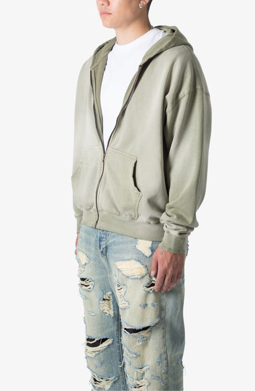 Mnml Basic Faded Cotton Zip-up Hoodie In Washed Olive