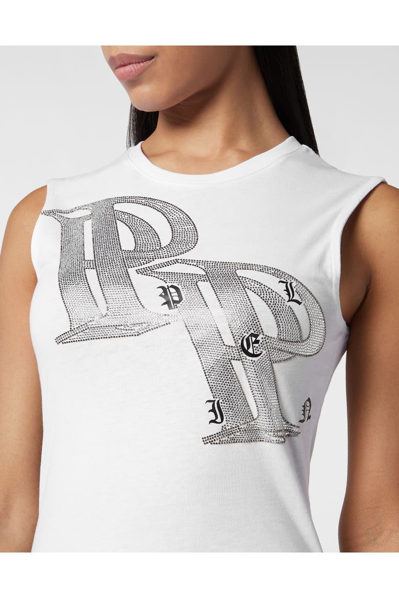 Full Strass Tank Top Wire Frame Women, Alternate, color, white