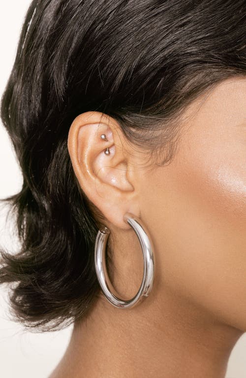 Ettika Large Thick Classic Hoop Earrings In Rhodium