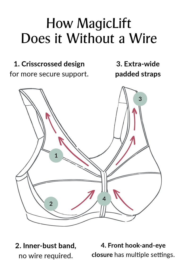 MagicLift® Front Close Support Bra, Alternate, color, WHITE