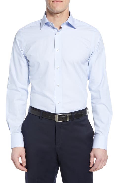 Luxury Non-Iron Trim Fit Stripe Dress Shirt