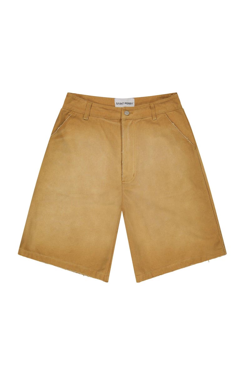 SAINT PERRY Worn Bull Denim Short, Main, color, Coffee