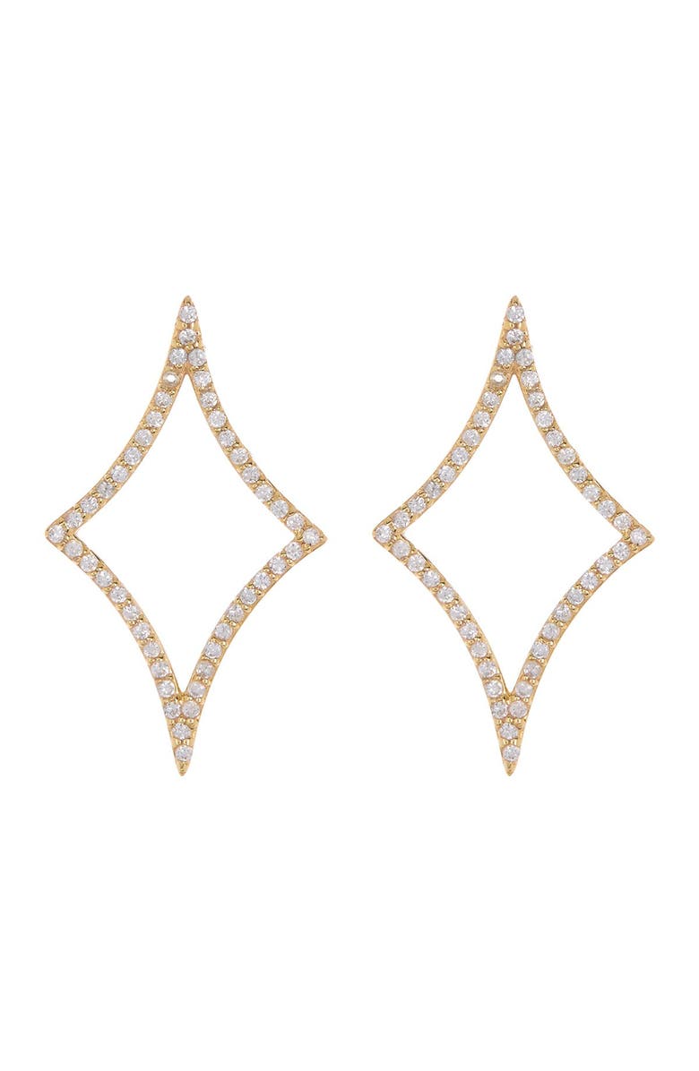 PAIGE NOVICK Asymmetrical Shaped Natural White Zircon Pave Earrings, Main, color,
