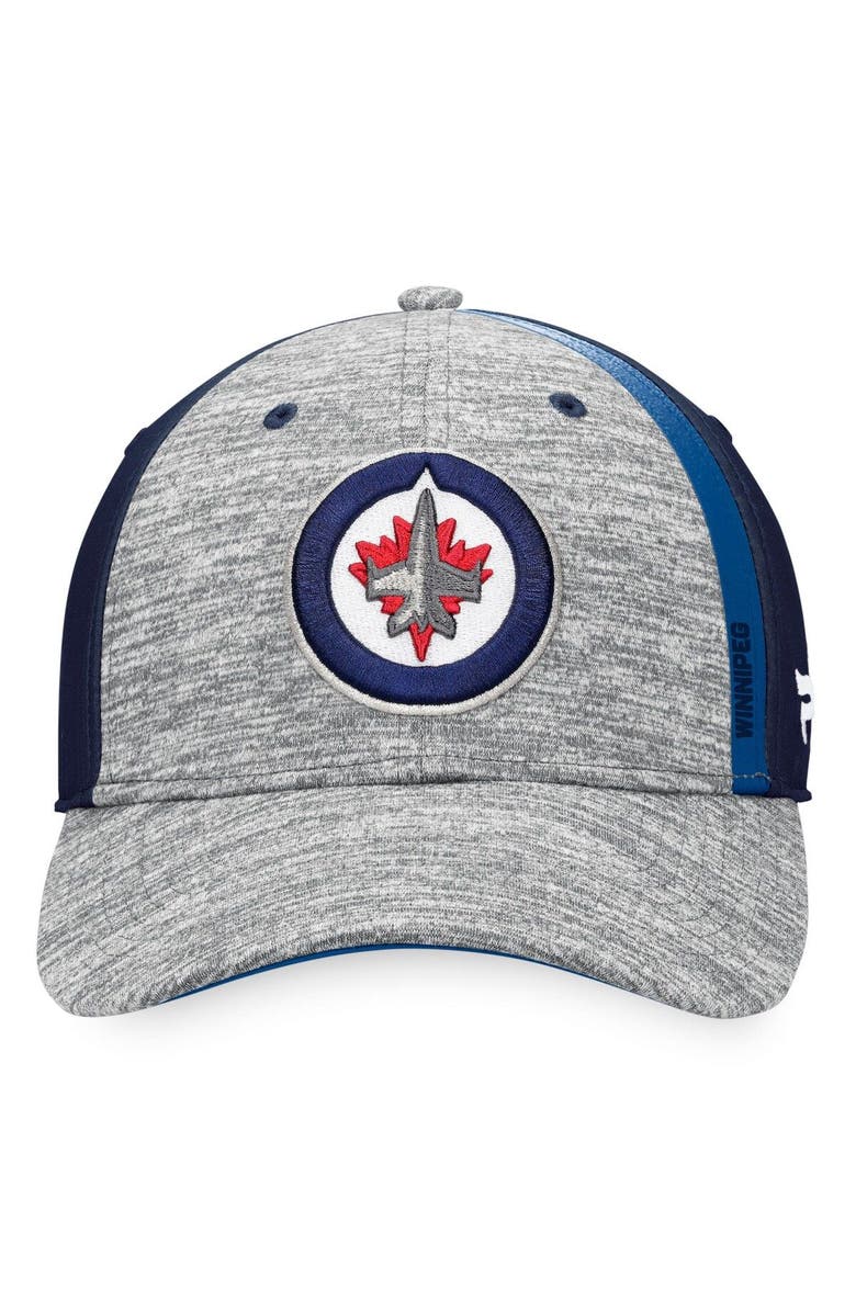 FANATICS Men's Fanatics Branded Gray/Navy Winnipeg Jets Defender Flex Hat, Alternate, color, 