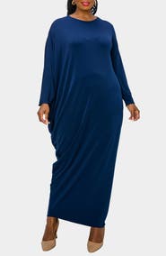 L I V D Louella Asymmetrical Long Sleeve Stretch Maxi Dress