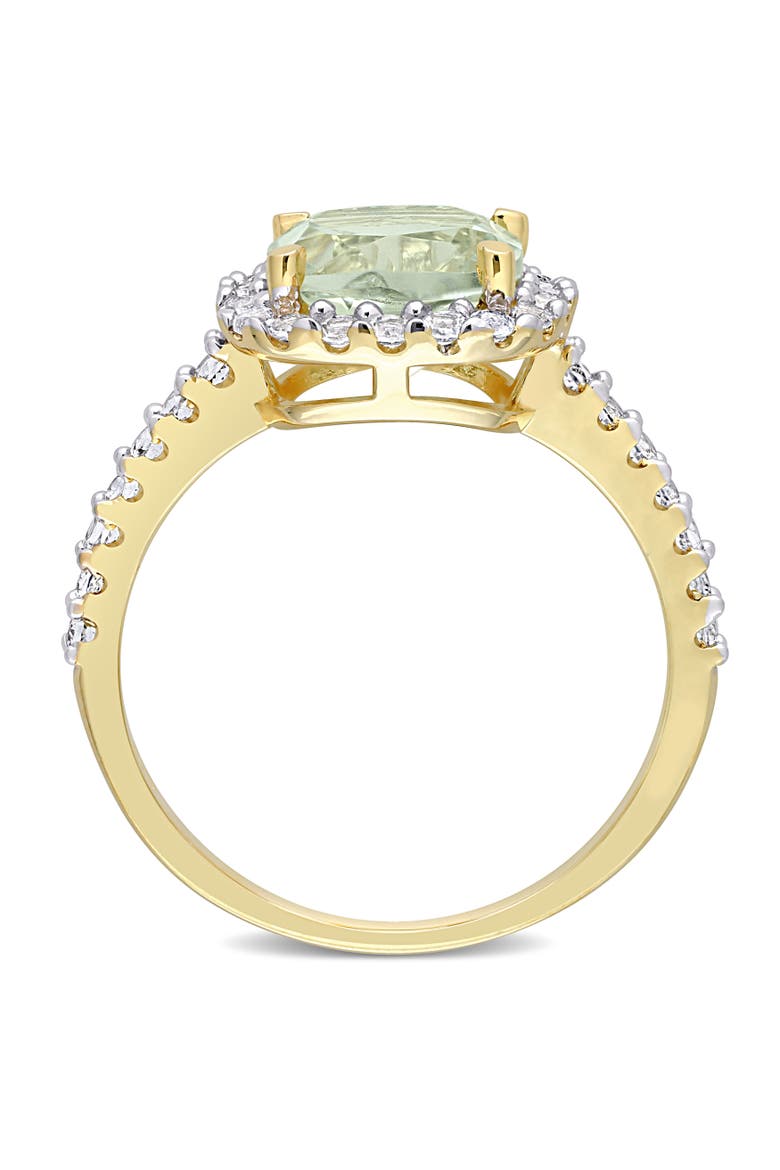 Gemstones Cushion Halo Ring, Alternate, color, Green Quartz/Yellow-Plated