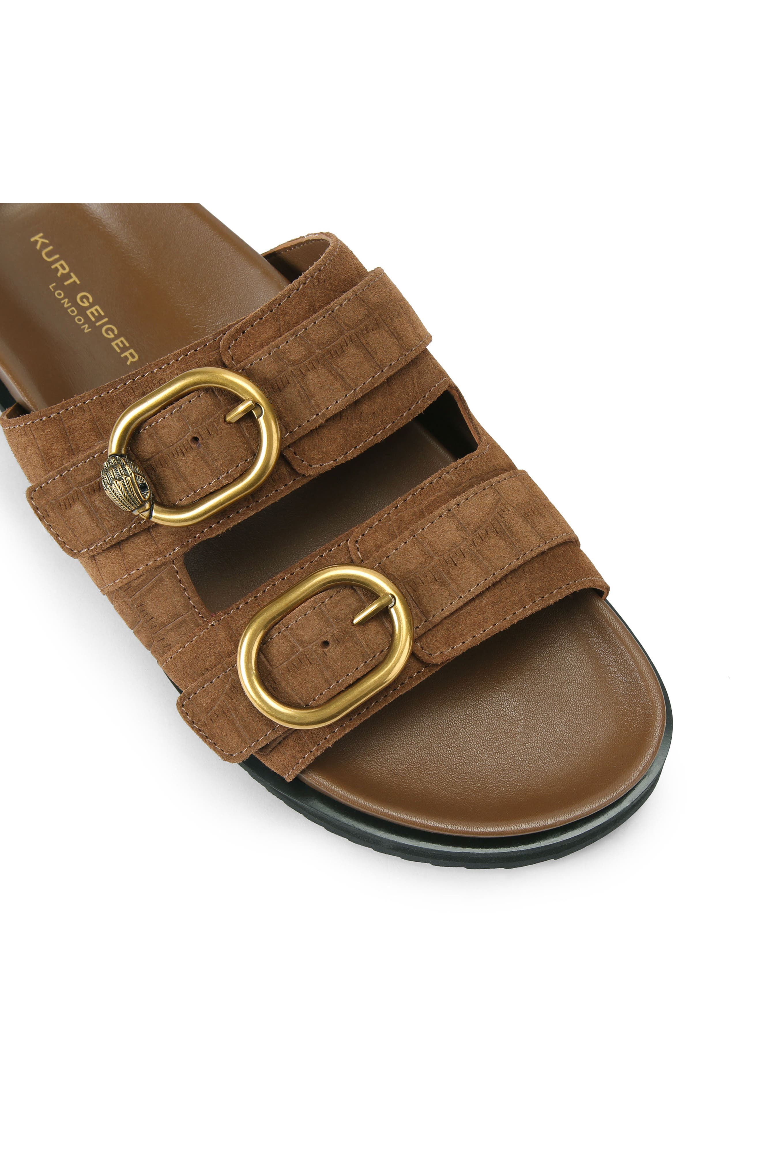 Kurt Geiger London Bancroft Buckle Strap Slide Sandal, Alternate, color, Light/ Pastel Brown