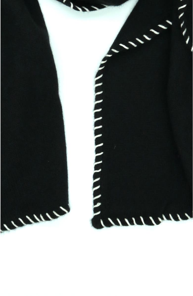 Portolano Cashmere wrap with whipstitch, Alternate, color, Black/White