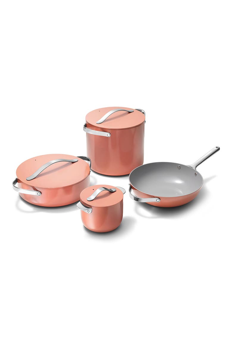 Nonstick Ceramic 7-Piece Cookware Set with Lid Storage, Main, color, PERRACOTTA