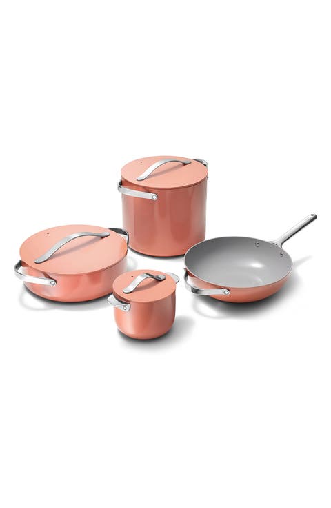 Nonstick Ceramic 7-Piece Cookware Set with Lid Storage