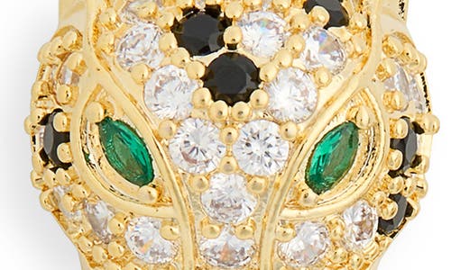 Eye Candy Los Angeles Mindy Cubic Zirconia Leopard Doorknocker Drop Earrings In Gold