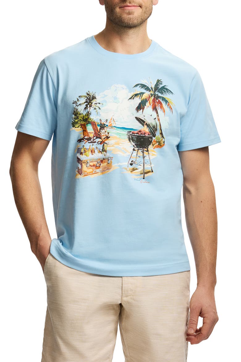 Summer BBQ Knit Graphic T-Shirt, Main, color, LIGHT BLUE