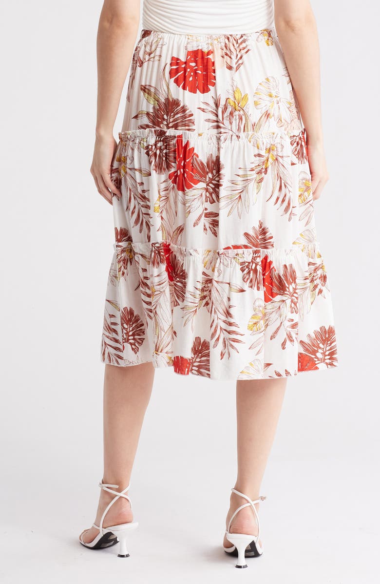 PATRIZIA LUCA Floral Tiered Midi Skirt, Alternate, color, Ivory Multi