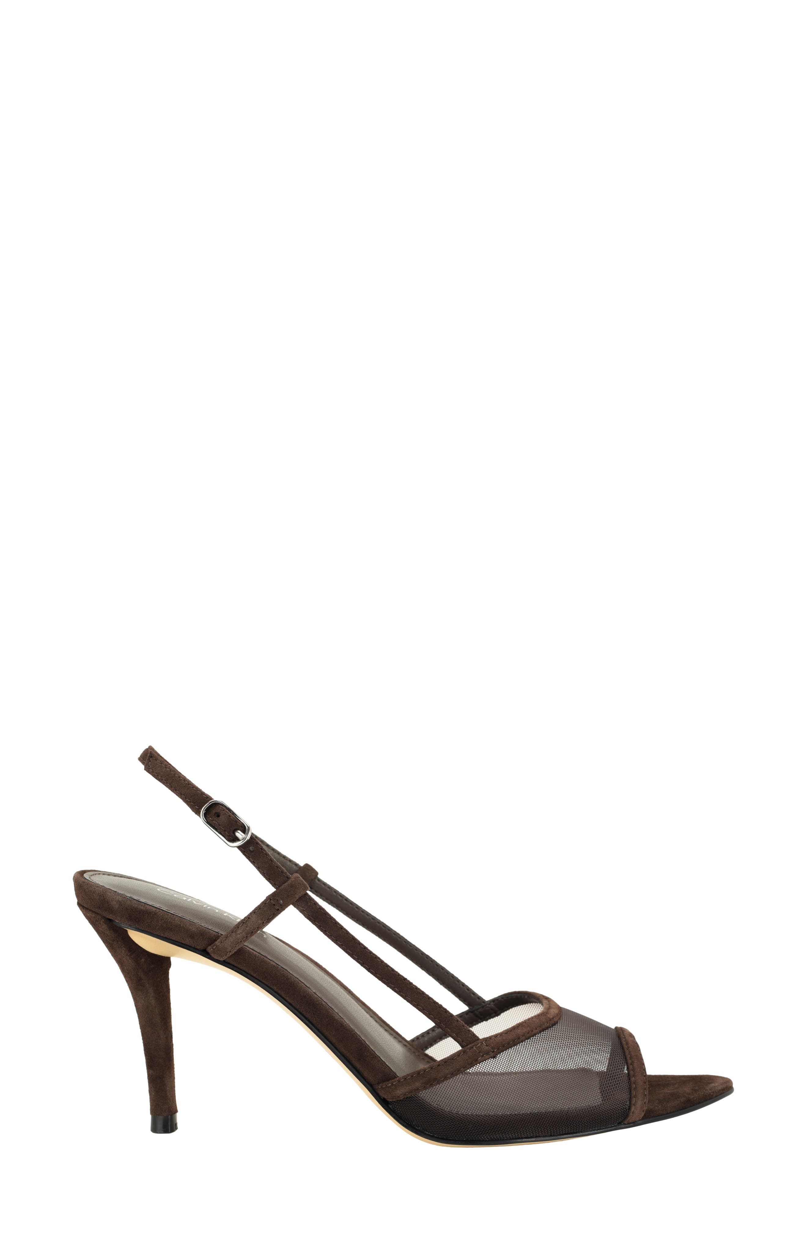 Corette Slingback Sandal, Alternate, color, DARK BROWN SUEDE MESH