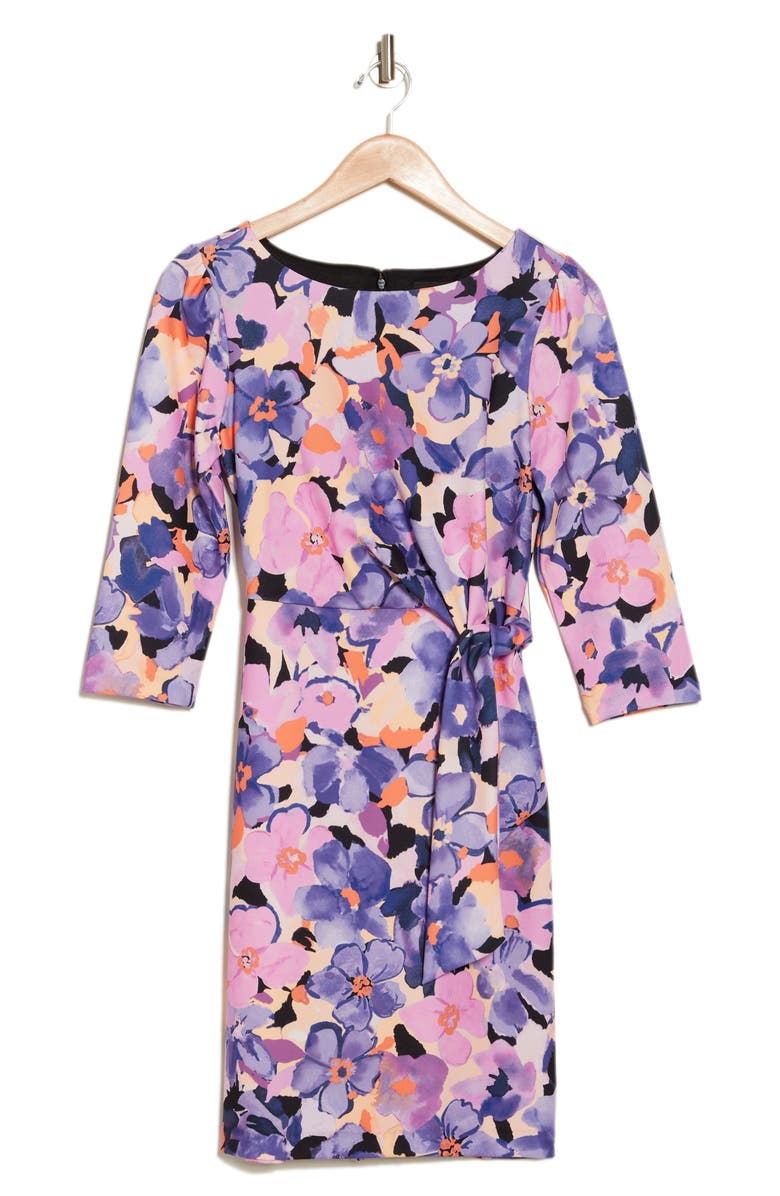 Tahari ASL Side Tie Sheath Dress, Alternate, color, 