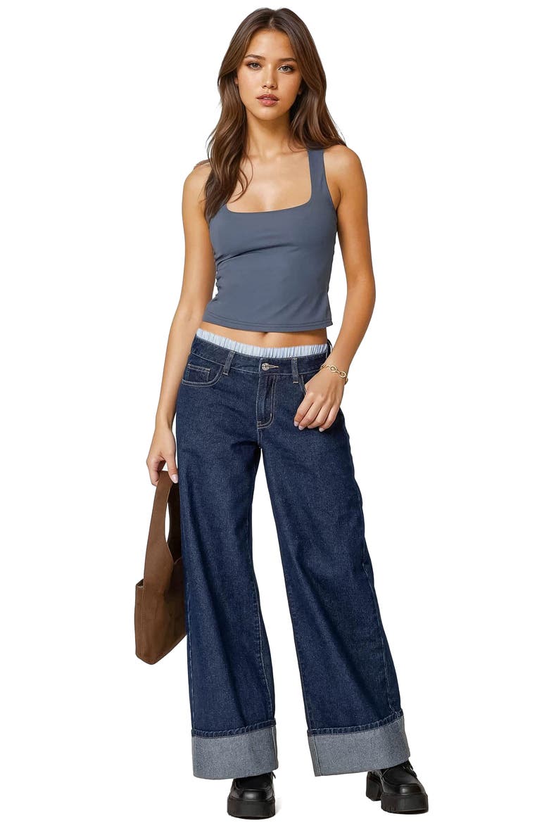 Essy Square Neck Tank, Alternate, color, NAVY