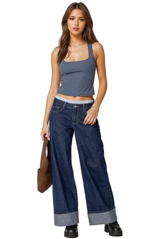 Edikted Essy Square Neck Tank In Navy