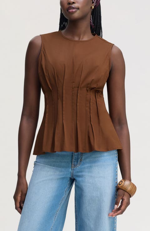 Pleated Sleeveless Top