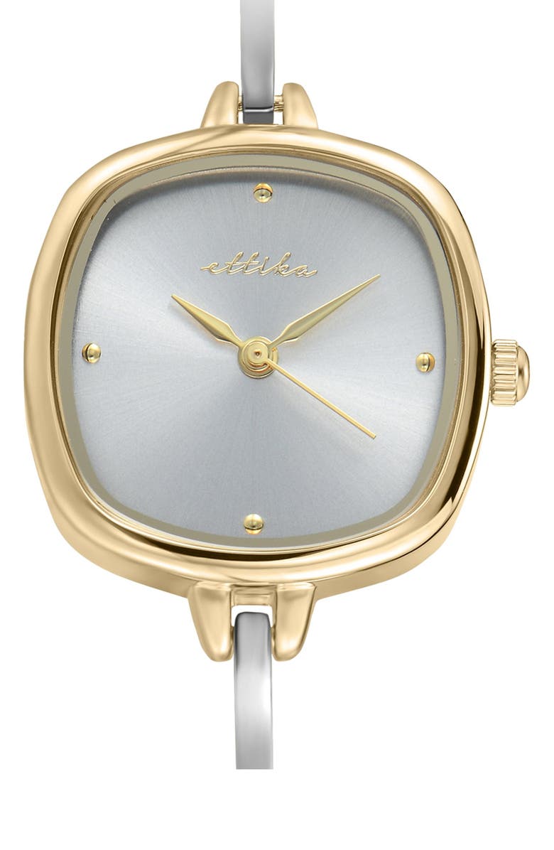 Ettika Square Case Thin Strap Watch, Alternate, color, Silver / Mixed Metal