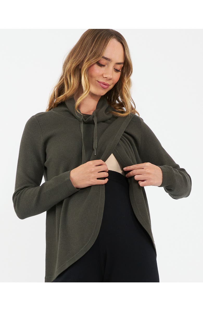 Ripe Maternity Cassie Cross Over Nursing Knit Khaki, Alternate, color, Green