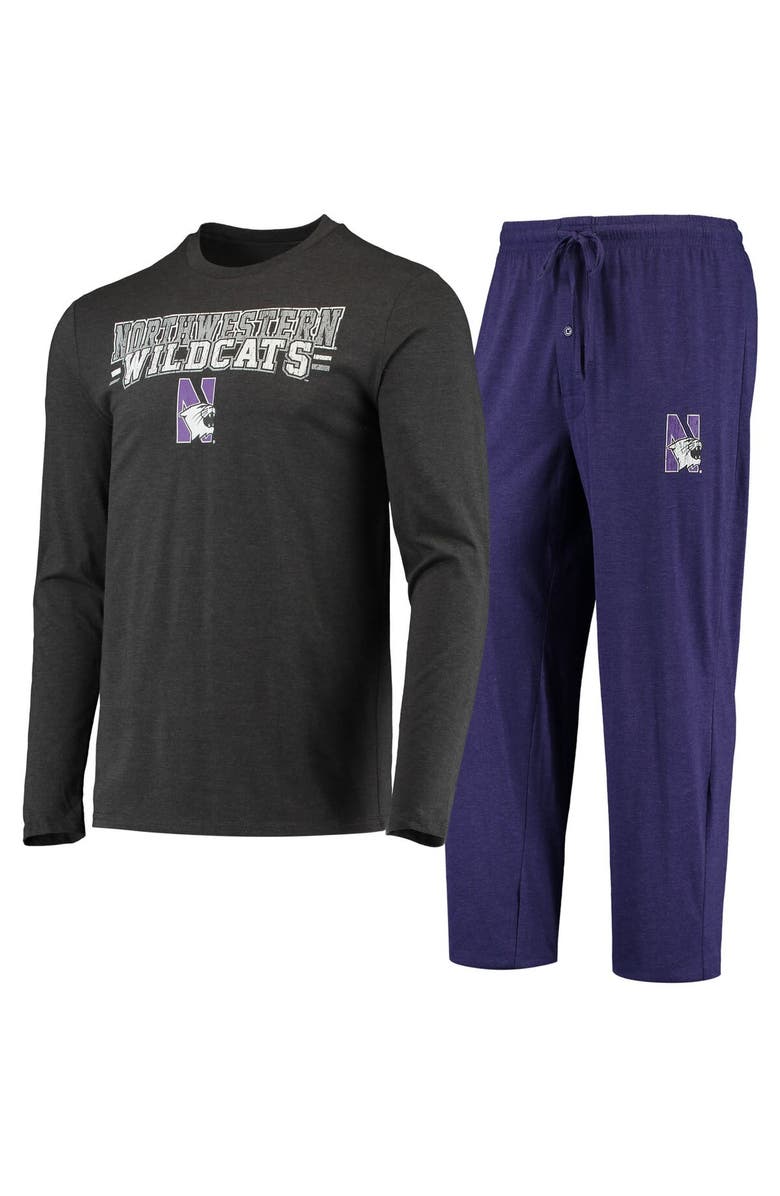 CONCEPTS SPORT Men's Concepts Sport Purple/Heathered Charcoal Northwestern Wildcats Meter Long Sleeve T-Shirt & Pants Sleep Set, Main, color, Purple