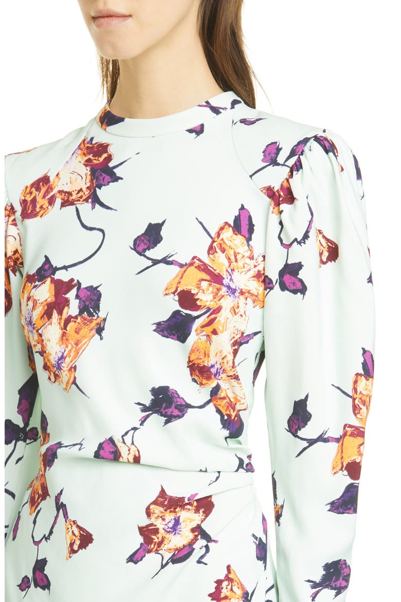 Jane Floral Leg of Mutton Long Sleeve Minidress, Alternate, color, MINT/ ORANGE