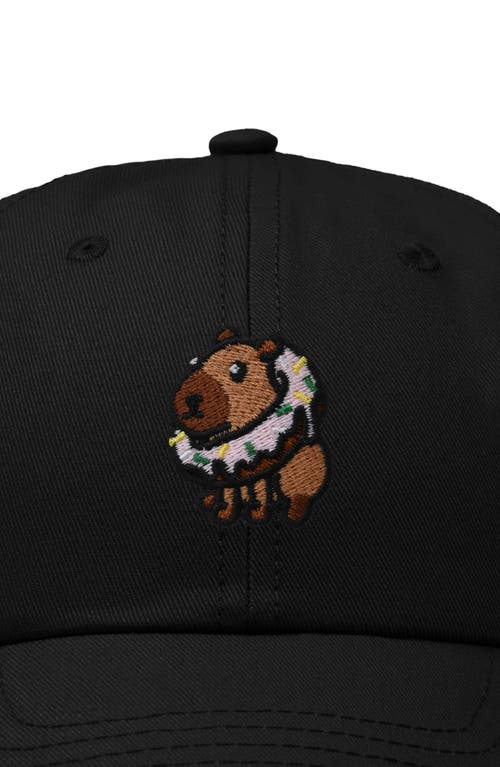 Dalix Capybara Donut Embroidered Cap In Black