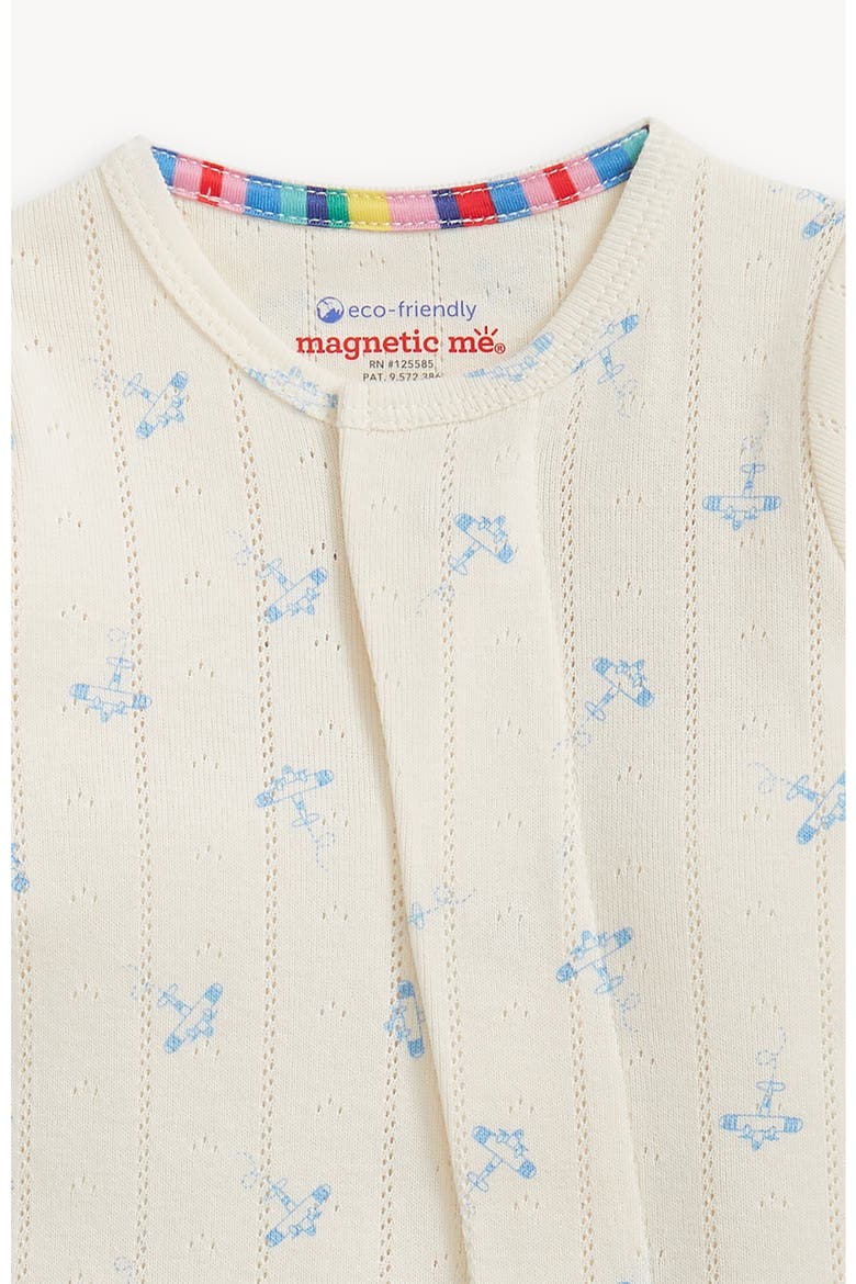 Airplanes Organic Cotton Pointelle Footie, Alternate, color, OFF WHITE
