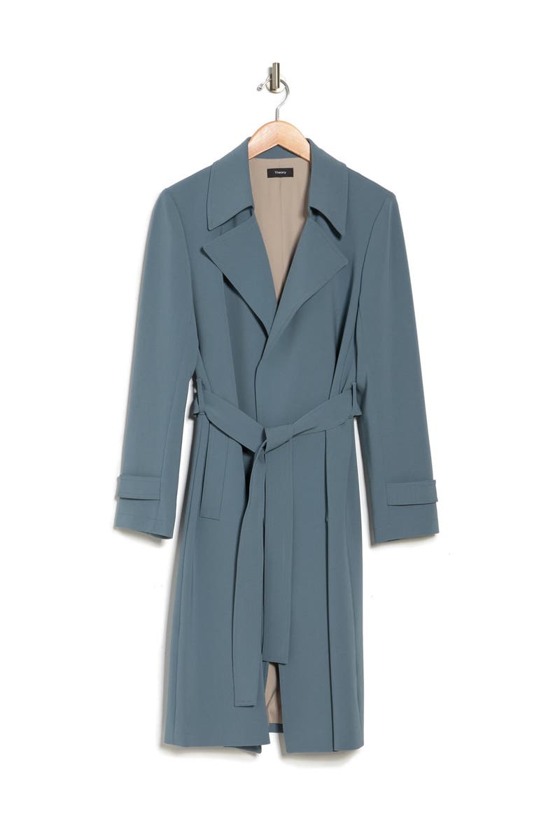 Theory Oaklane Admiral Crepe Trench Coat, Alternate, color, Bluestone