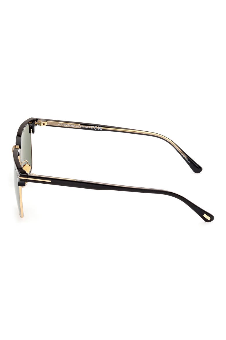 Hudson-02 55mm Square Sunglasses, Alternate, color, SHINY BLACK / GREEN