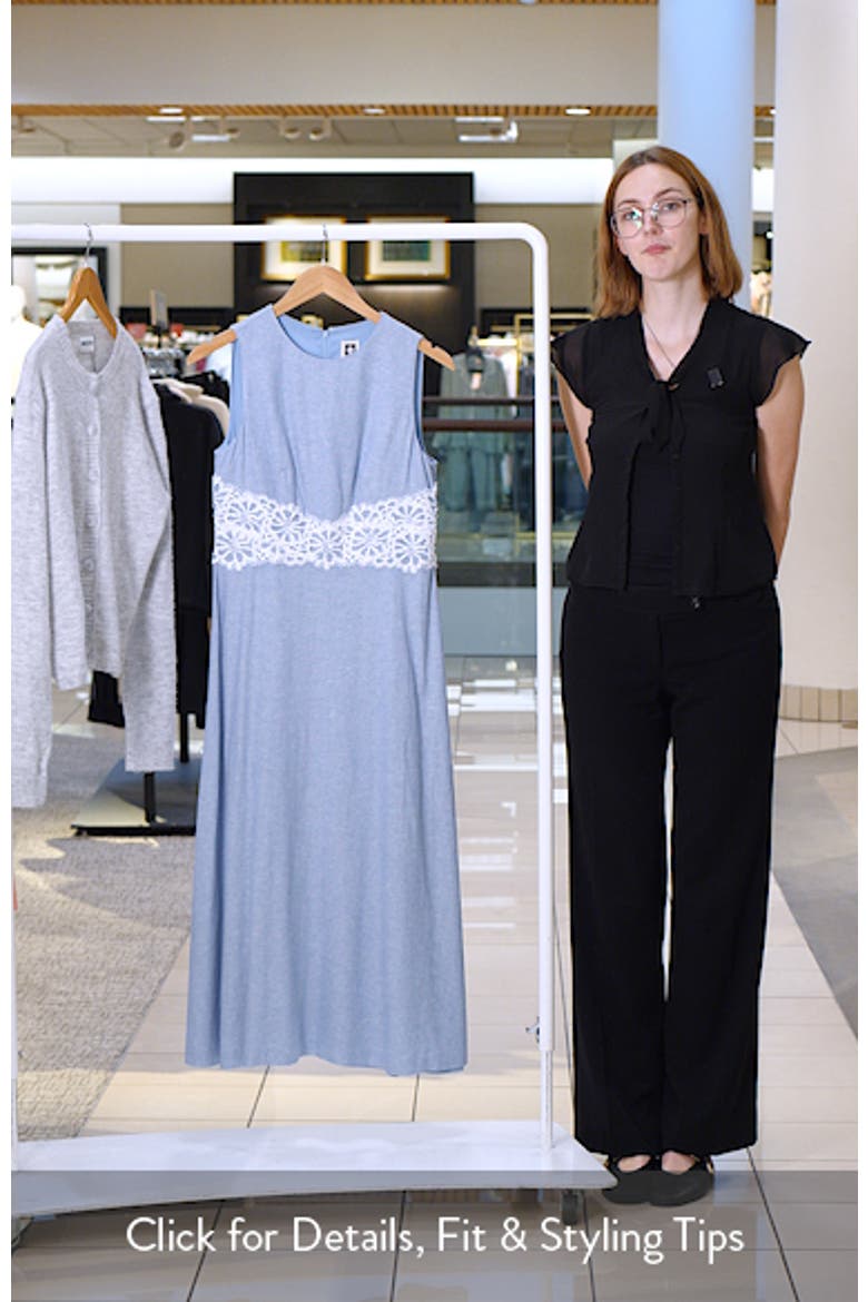 Lace Trim Linen Blend Midi Dress video