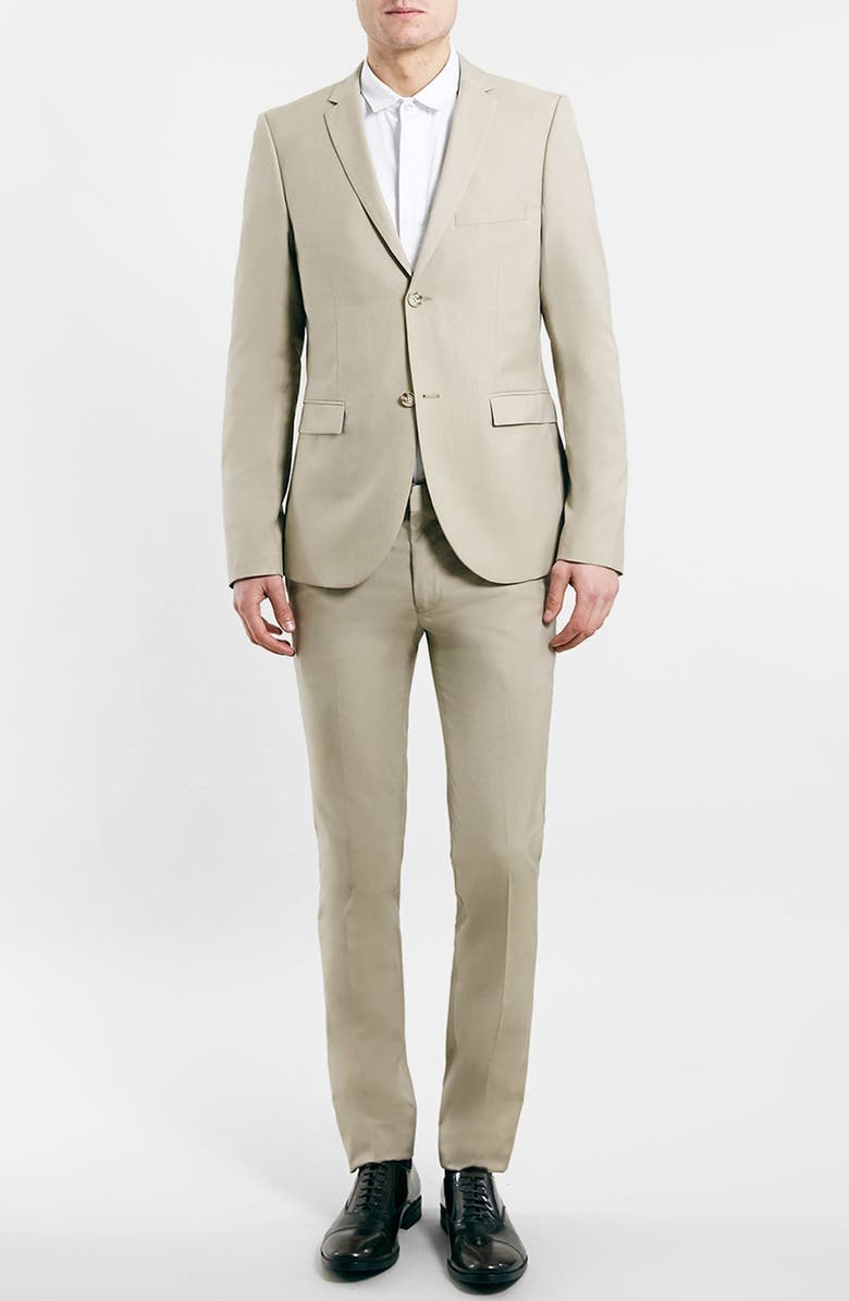 Topman Camel Ultra Skinny Suit Jacket, Alternate, color,