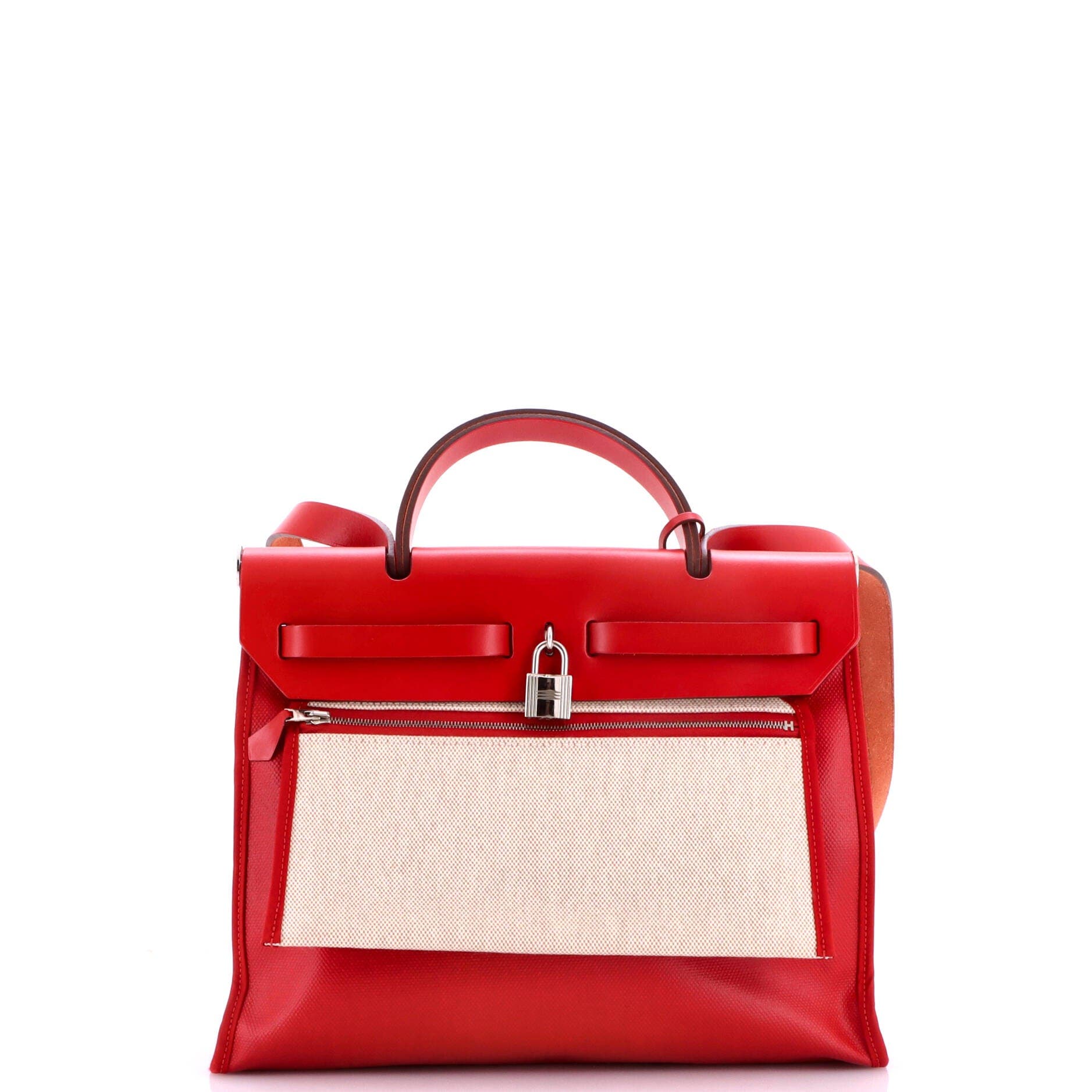 Herbag Zip Berline Vache Canvas and Leather 31, Alternate, color, Red