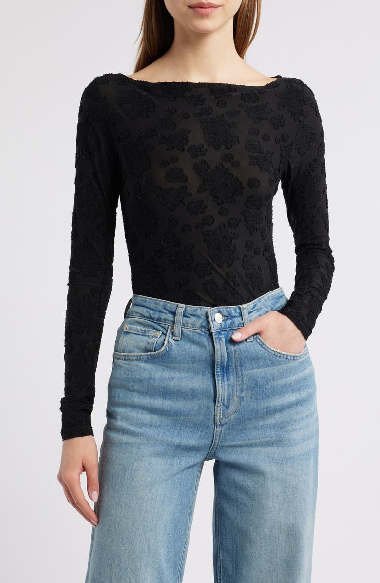 rag & bone Angel Floral Jacquard Boat Neck Top, Main, color, 