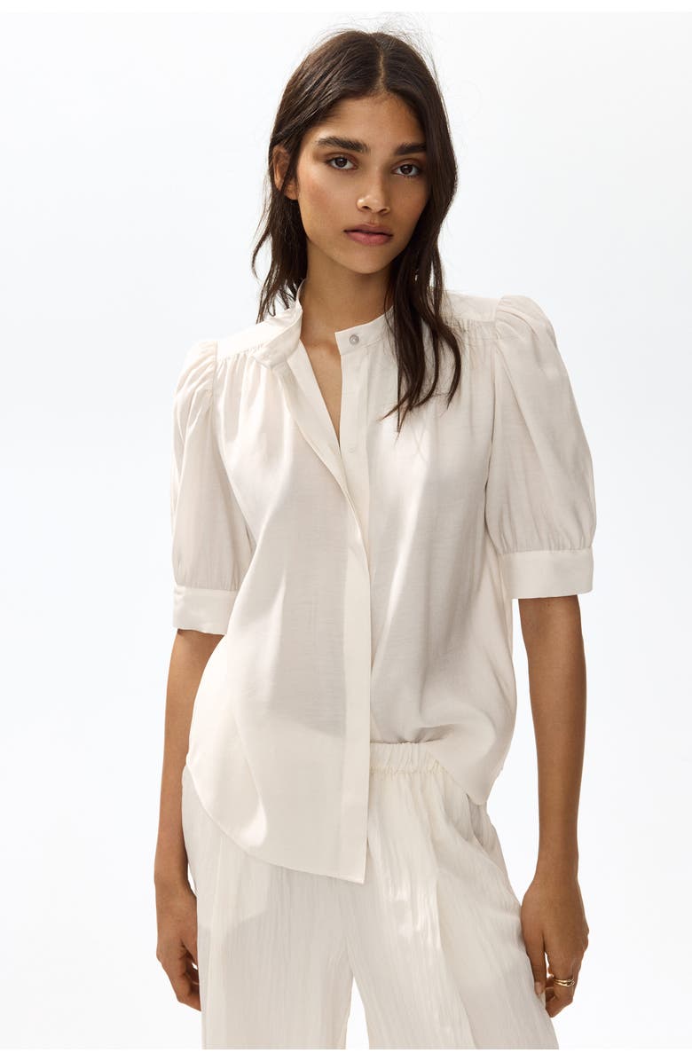 H&M Puff-sleeved Blouse, Alternate, color, Light Beige