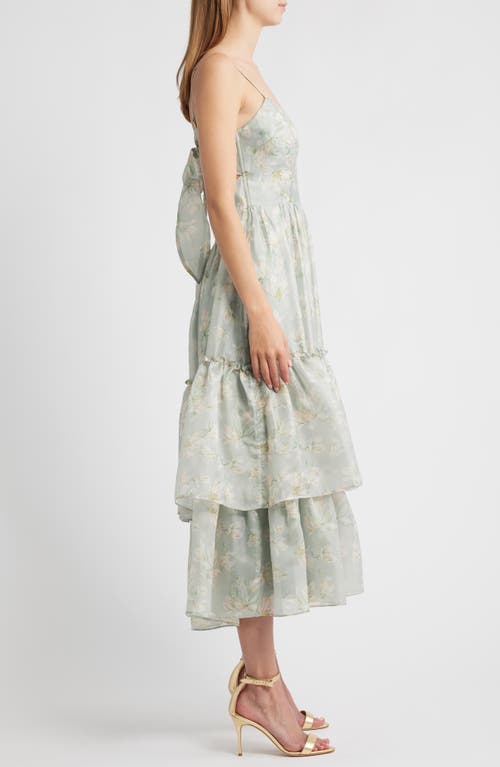 Lulus Dylan Tie Back Tiered Midi Dress In Green