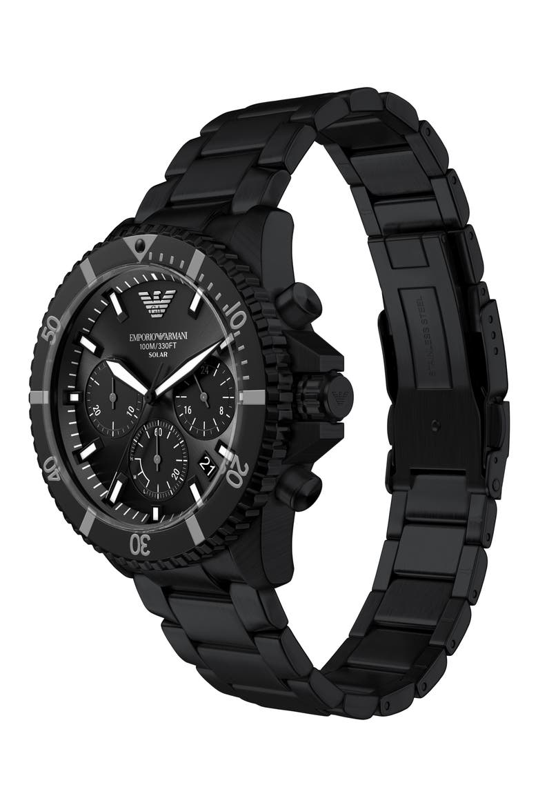 World Explorer Solar Chronograph Bracelet Watch, 43.5mm, Alternate, color, BLACK